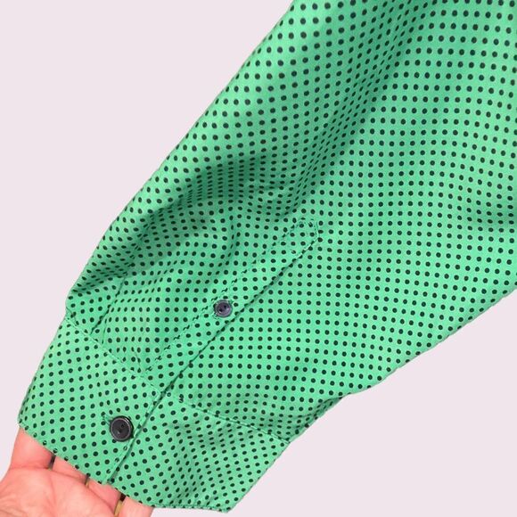 Liz Claiborne Green and Black Polka Dot Button Down Shirt - Picture 4 of 11